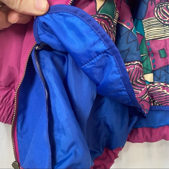 Vintage London Fog Pink Blue Puffer Jacket Warm Winter Coat womens size small - Picture 9 of 10